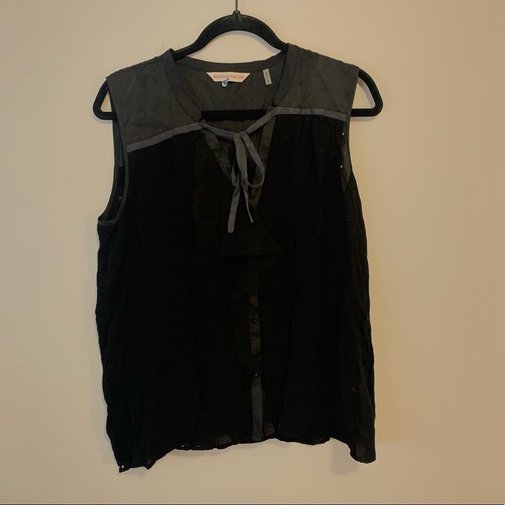 Rebecca Taylor Eyelet Lace Silk Blend Blouse